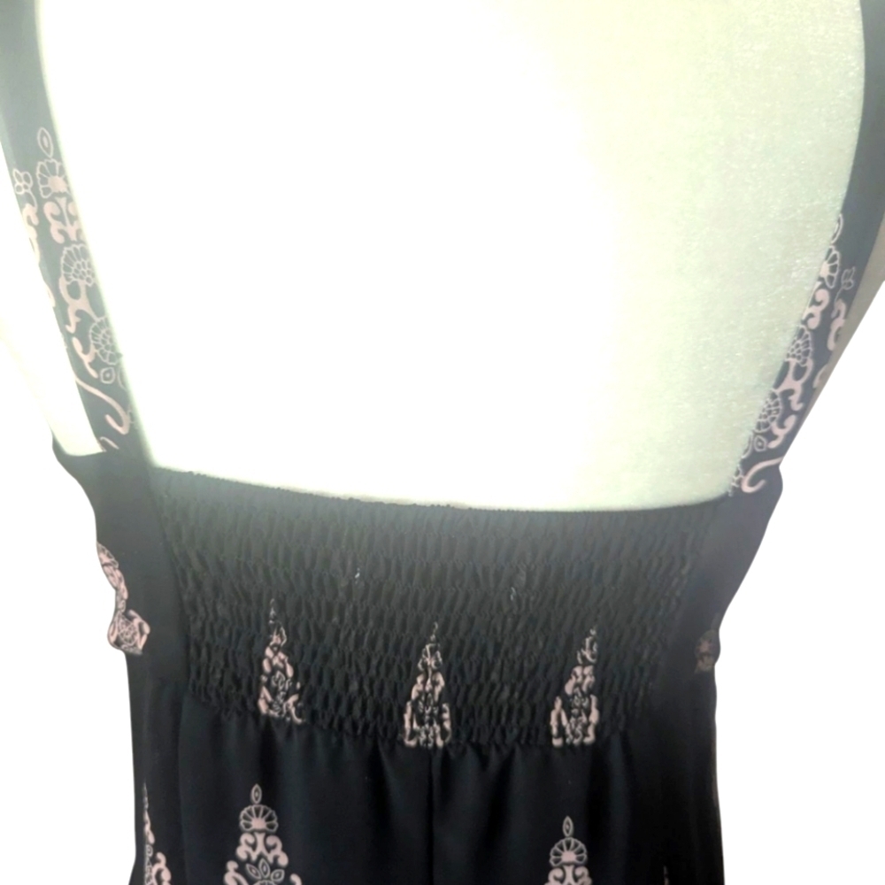 Y2k Black/ Blush Pink Print Flowy Chiffon Babydoll Fairy Slip Dress Sz 8 - Picture 4 of 13
